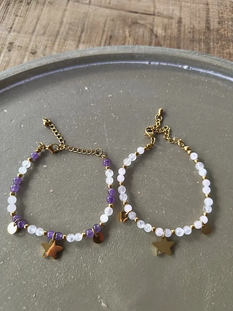 Goudkleurige armbanden met edelstenen RVS