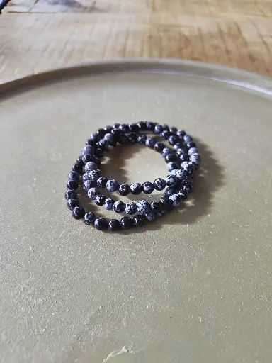 [sneeuwvlok obsidiaan armband] Sneeuwvlok obsidiaan armband 6mm